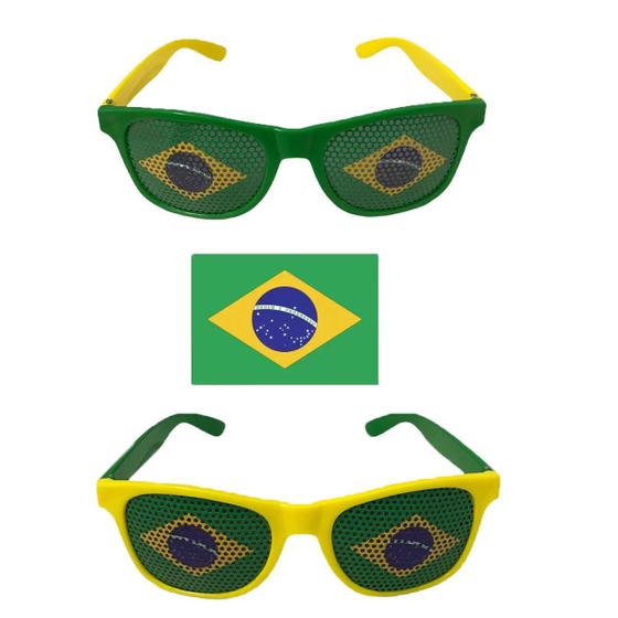 Imagem de Kit 73 Óculos Verde E Amarelo Com Brandeira Do Brasil