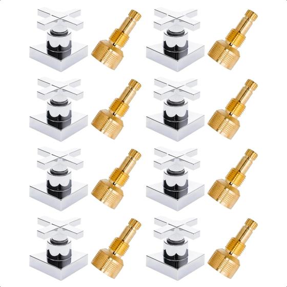 Imagem de Kit 8 Acabamento para Registro 1/2 3/4 e 1 Cruzeta Cromado Pressão Gaveta Chuveiro Padrão Fabrimar