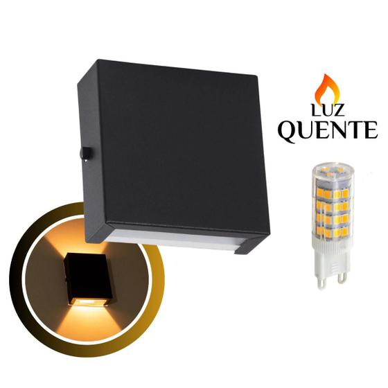 Imagem de Kit 8 Arandela Mini Slim 2 Focos 10x12x4cm Bivolt Com Lâmpada G9 Interna Externa Muro Parede - 143