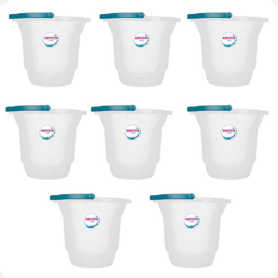 Imagem de Kit 8 Balde Multiuso Hydrus 8,5 litros Transp. 29x26 Cm