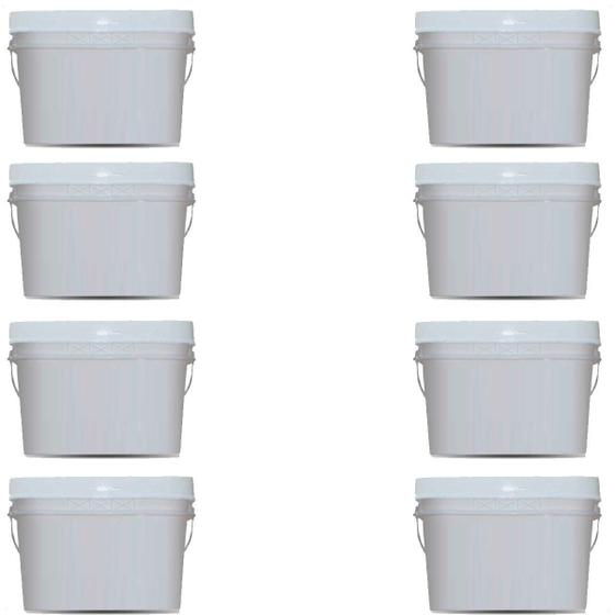 Imagem de Kit 8 Baldes Retangular 10 Litros Com Alça E Tampa Branco