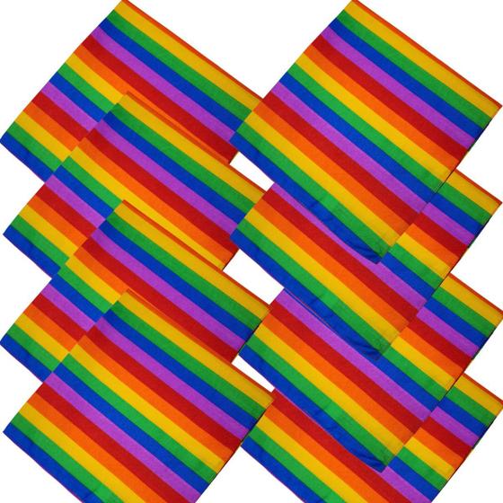 Imagem de Kit 8 Bandanas Colorida Lenço Arco Iris Lgbt Moda