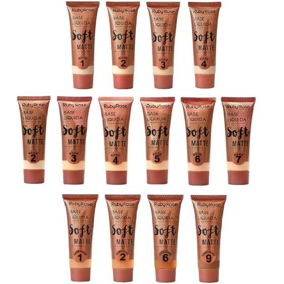 Imagem de Kit 8 Base Liquida Soft Matte Nude Ruby Rose