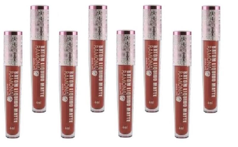 Imagem de Kit 8 Batom Líquido Matte Cor 28 Marsala 4ml - Ramona Make Up