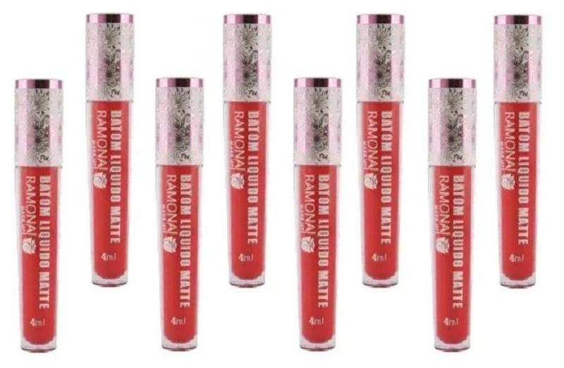 Imagem de Kit 8 Batom Líquido Matte Cor 34 Goiaba 4ml - Ramona Make Up