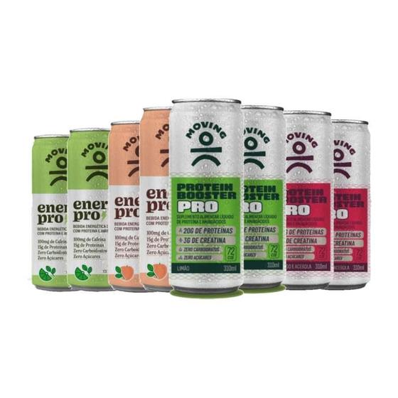 Imagem de Kit 8 Bebidas Protein Booster Moving Pro (4 Sabores) 310Ml