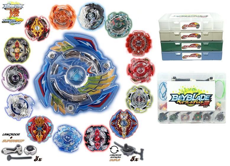 Imagem de Kit 8 Beyblade Burst + 8 Lançadores + 3 Grip + Maleta Beyblade