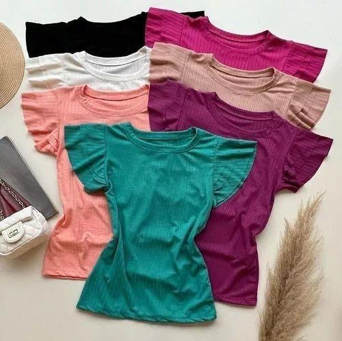 Imagem de Kit 8 Blusa Feminina Blusinha Camiseta Tshirt Atacado Revend