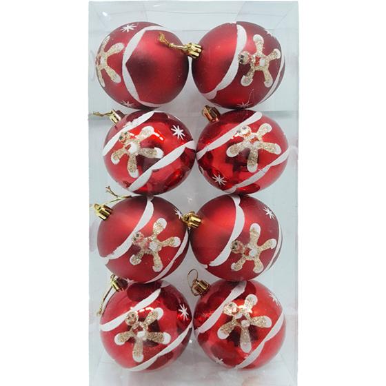 Imagem de Kit 8 Bolas Enfeite Natalino Árvore De Natal Vermelho Branco