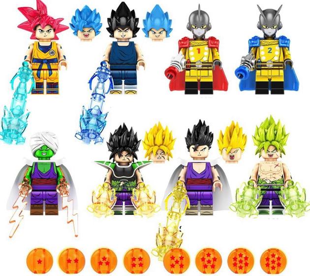 Imagem de Kit 8 Bonecos Blocos Montar Coleção Goku Dragon Ball Z Super