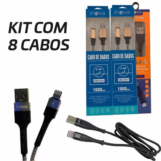 Imagem de Kit 8 Cabos Inova Compatível Lightning/IPhone 1m Atacado Para Revenda