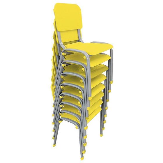 Imagem de Kit 8 Cadeira Infantil Polipropileno - LG flex - Reforçadas Empilháveis - Amarela