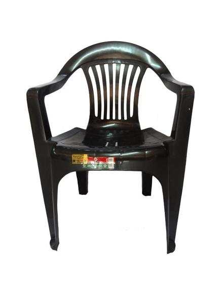 Imagem de Kit 8 Cadeira Plástica Preta Poltrona Carga Máxima 182kg
