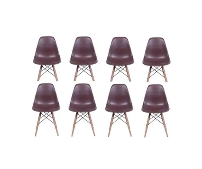 Imagem de Kit 8 Cadeiras Charles Eames Eiffel Café Base Madeira Sala Cozinha Jantar