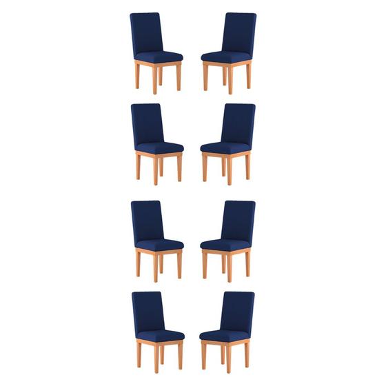 Imagem de Kit 8 Cadeiras de Jantar Com Base de Madeira - V8 Decor