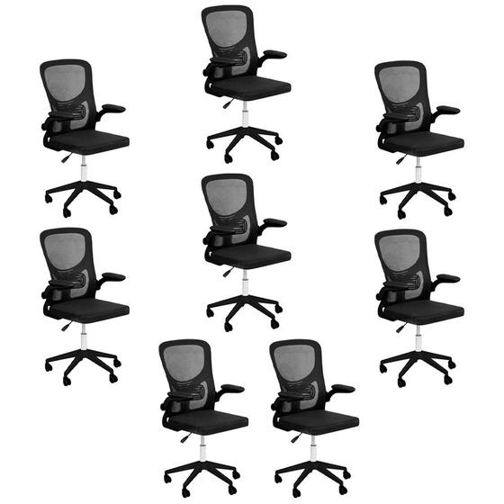 Imagem de Kit 8 Cadeiras escritório rodizio office Base Preta Bytes