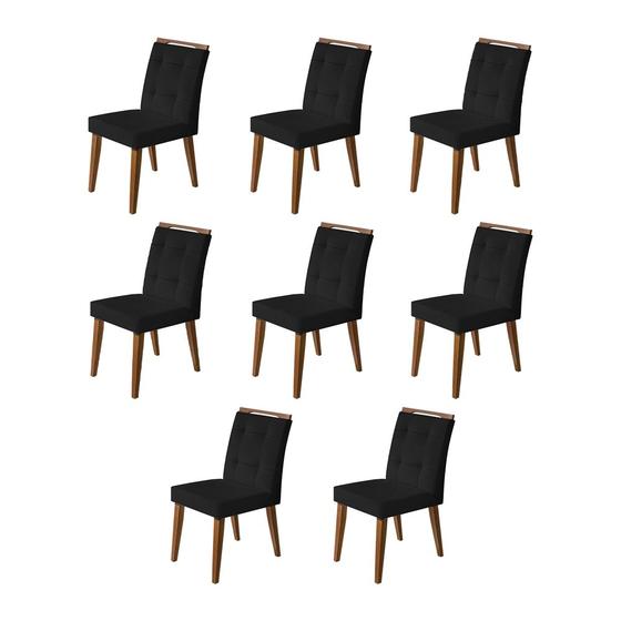 Imagem de Kit 8 Cadeiras Jantar Agatá Estofadas Veludo Preto com Alça Madeira Maciça Imbuia