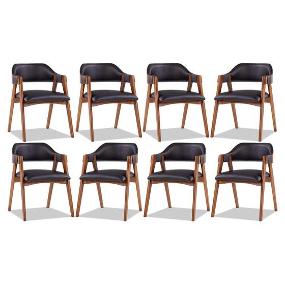 Imagem de Kit 8 Cadeiras para Mesa de Jantar Lua com Estofado Impermeável Facto Preto L72
