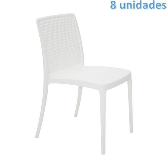 Imagem de Kit 8 cadeiras plastica monobloco isabelle branca tramontina