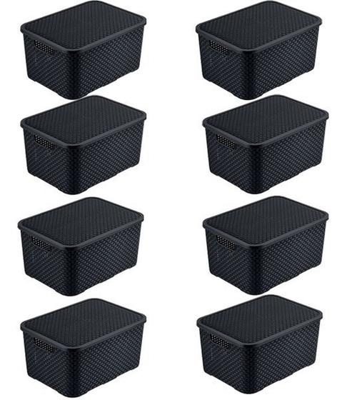 Kit 8 Caixas Organizadora Rattan 7 Litros C/ Tampa Preta 25588 Arqplast Menor preço em Kit 8 Caixas Organizadora Rattan 7 Litros C/ Tampa Preta 25588 Arqplast