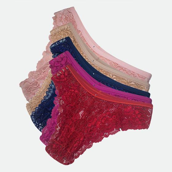Imagem de Kit 8 Calcinha Feminina Asa Delta De Adulto Renda Conforto Cintura Alta