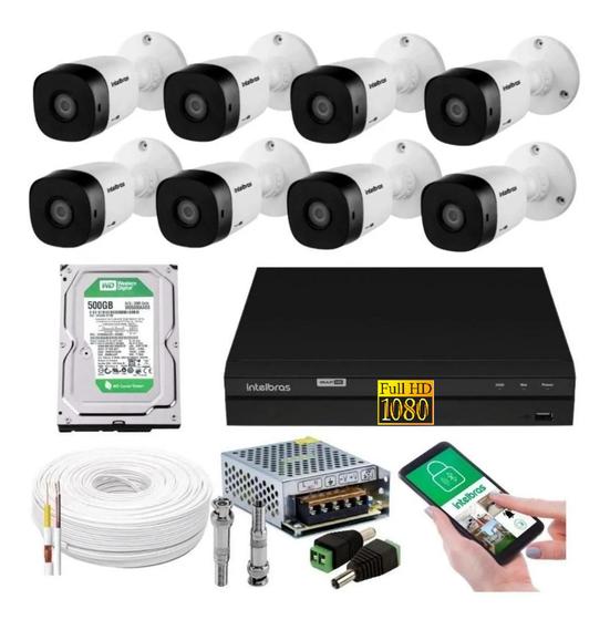 Imagem de kit 8 Camera de Seguranca Intelbras 2mp 1220b Dvr 8 Canais Multi Hd