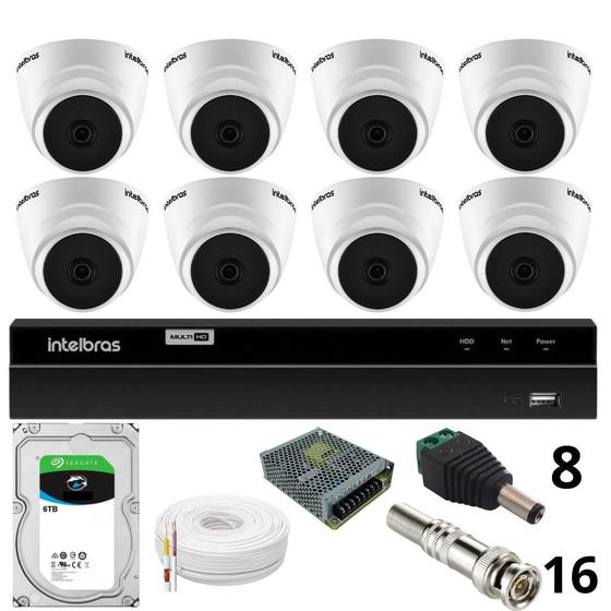 Imagem de Kit 8 Câmeras 1220 D Mic 1080p Com Microfone Dvr Intelbras 1216-c Mhdx Com Acesso Remoto Hd 6tb