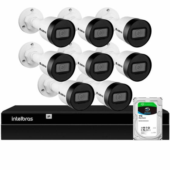 Imagem de Kit 8 Câmeras de Segurança Bullet Intelbras Full HD 1080p VIP 1230 B G4 + NVR Intelbras Digital Video 8 Canais Recorder NVD 1408 4K + HD 1TB