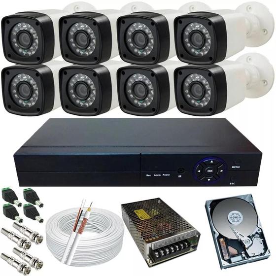 Imagem de Kit 8 Câmeras De Segurança Full Hd 1080p 2 Mp Dvr 8 Ch Com HD