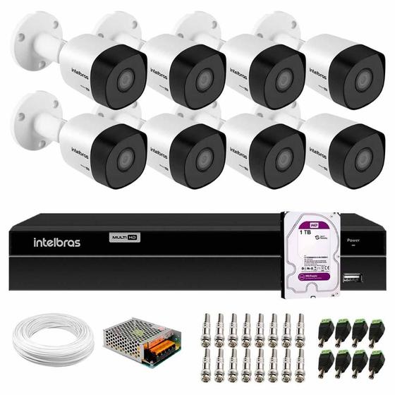 Imagem de Kit 8 Câmeras de Segurança Full HD 1080p VHD 3230 B G7 + DVR Intelbras MHDX 1208 8 Canais Multi HD