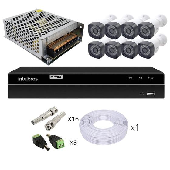 Kit 8 Câmeras De Segurança Hd Bullet 4x1 + Dvr 8 Canais 1208 Intelbras