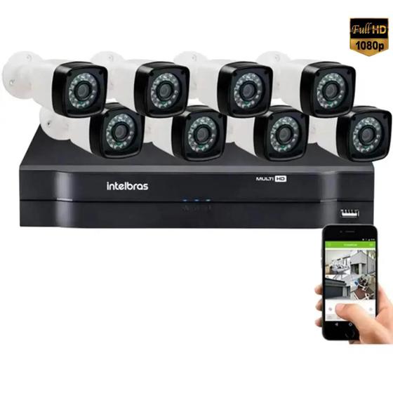 Imagem de Kit 8 Câmeras De Segurança  Residencial Dvr Intelbras mhdx