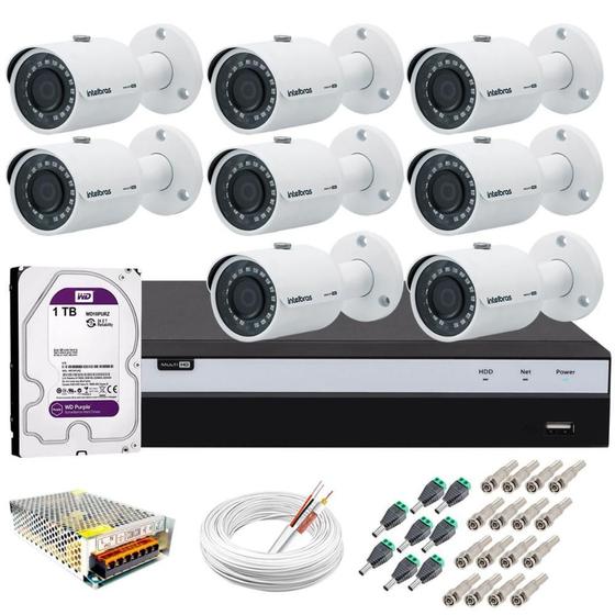 Imagem de Kit 8 Câmeras de Segurança Ultra HD 2k 30 metros infra VHD 3430 B + DVR Intelbras 4K + HD WD Purple