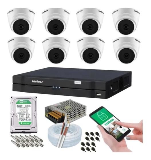 Imagem de Kit 8 Câmeras Dome Intelbras 1120d Dvr 8 Canais Com Hd e 200m de cabo