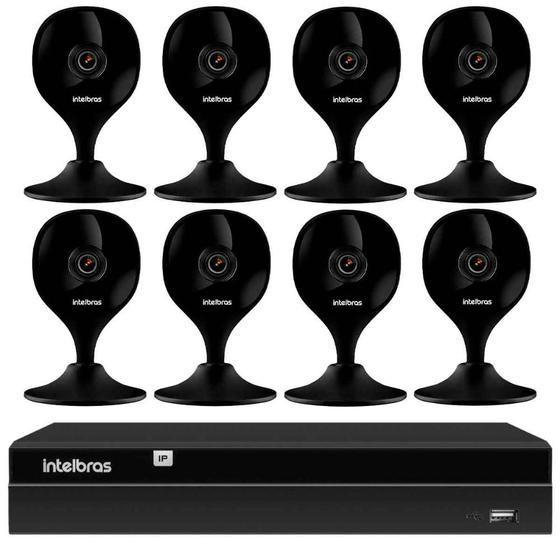 Imagem de Kit 8 Câmeras iMx C Black Intelbras com Aúdio e Inteligência Artificial + Gravador Digital de Vídeo Intelbras NVR NVD 1408 8 Canais