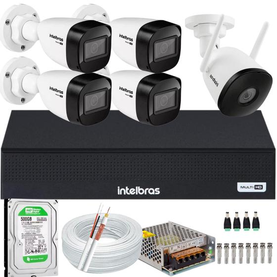 Imagem de Kit 8 Câmeras Intelbras 1220 Full Color Dvr Intelbras 4 Ch 1004c + 1 Câmera De Video Wi-fi Mibo Im5