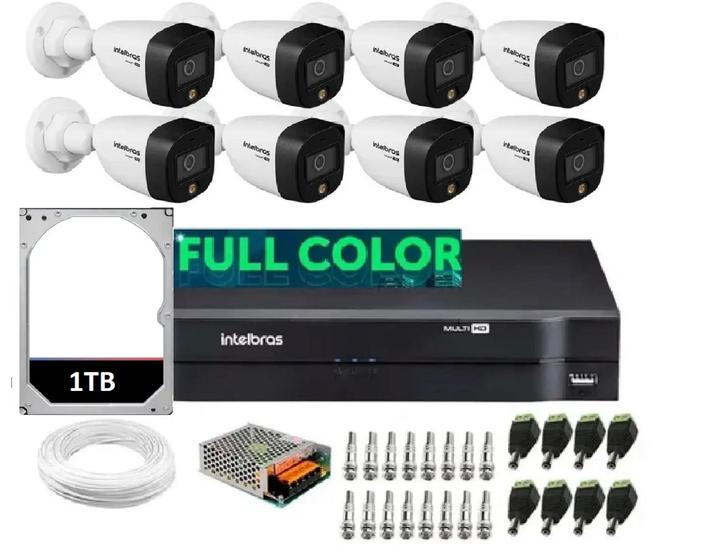 Kit 8 Câmeras Intelbras 1220b Full Color Dvr 8 Canais Com Hd 1tb