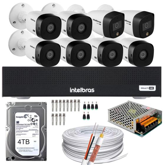 Imagem de Kit 8 Câmeras Intelbras 2 cam Full Color 6 cam 1220b Full Hd Dvr Mhdx 1008-C C/hd 4tb