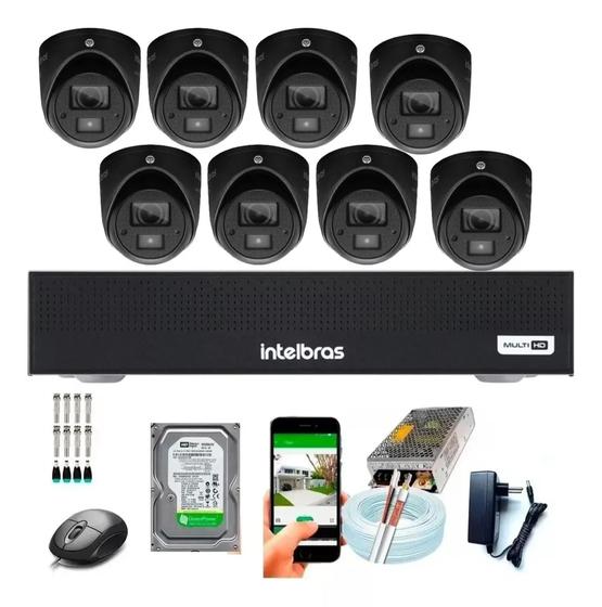 Imagem de Kit 8 Câmeras Intelbras 3220 D Fullhd Com Áudio Dvr 8 Ch 1 T