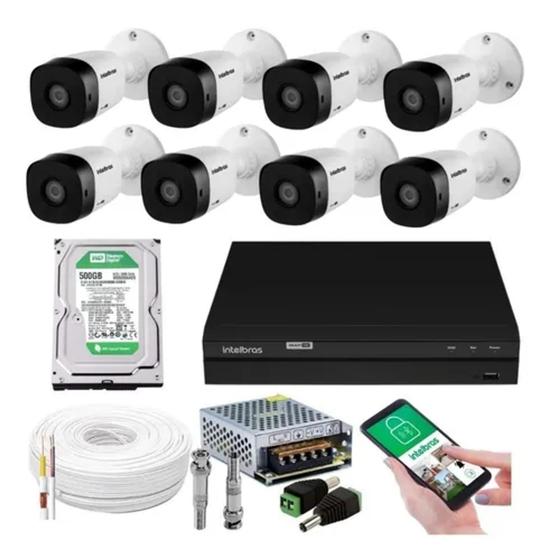 Imagem de Kit 8 Câmeras Intelbras Full Hd 1220b Dvr 8 Canais Com Hd