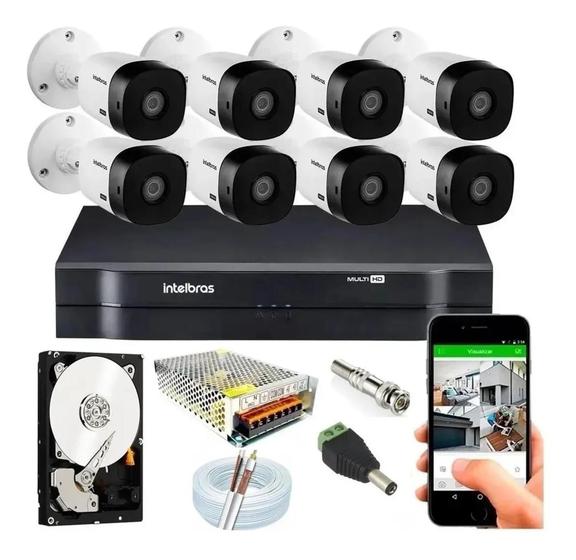 Imagem de Kit 8 Câmeras Intelbras Hd 720p Dvr Mhdx Multi Hd 8 Canais C/Hd 320gb