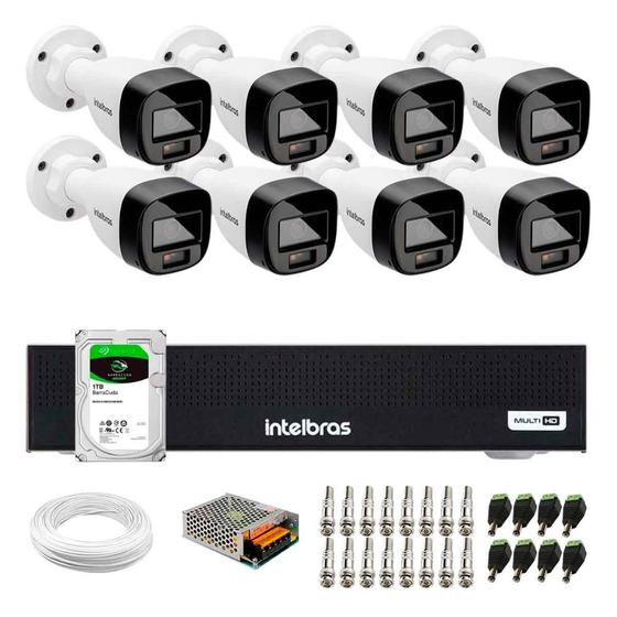 Imagem de Kit 8 Câmeras Intelbras VHD 1220 B G7 Full Color Bullet Full HD 1080p Multi HD IR 20m + Dvr Intelbras MHDX 1108-C 8 Canais + HD 1TB Barracuda