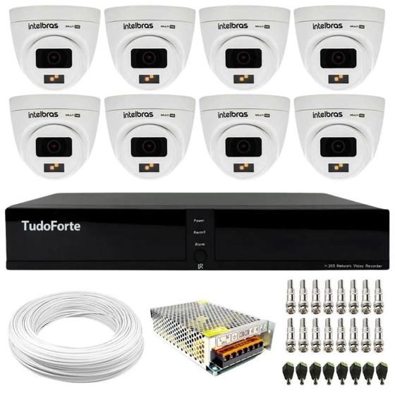 Imagem de Kit 8 Câmeras Intelbras VHD 1220 D G7 Full Color Full HD Visão Noturna 20m + Dvr Tudo Forte TFHDX 3308 8 Canais Com App Xmeye