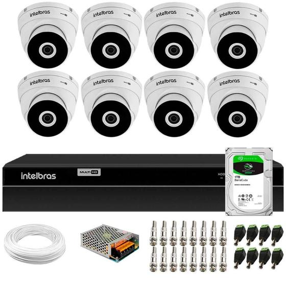 Imagem de Kit 8 Câmeras Intelbras VHD 3230 D G7 Dome Full HD 1080p Visão Noturna de 30m IP67 + DVR Intelbras MHDX 1308 8 Canais + HD 1TB BarraCuda