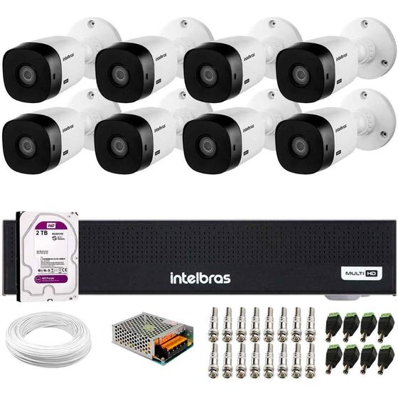 Imagem de Kit 8 Câmeras Intelbras VHL 1120 B HDCVI Lite HD 720p Lente 3.6mm Visão Noturna 20m IP66 + Dvr Intelbras MHDX 1108-C 8 Canais + HD 2TB