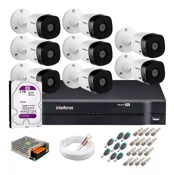 Imagem de Kit 8 Câmeras Noturna Vhl 1220b Full Hd Dvr Intelbras 2tb