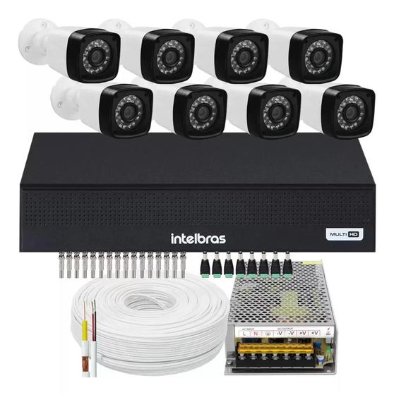 Imagem de Kit 8 Cameras Segurança 1080 Full Hd Dvr Intelbras 8ch mhdx Alta Resolução