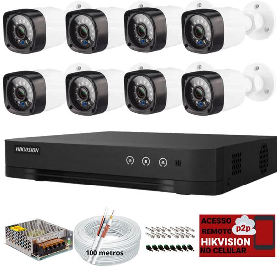 Kit 8 Cameras Segurança Hd Dvr Hikvision 8ch s/hd Menor preço em Kit 8 Cameras Segurança Hd Dvr Hikvision 8ch s/hd