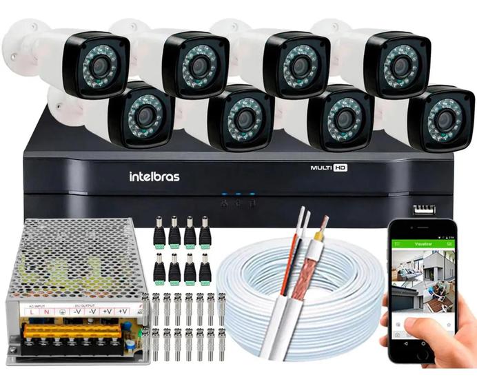 Imagem de Kit 8 Cameras Seguranca Hd Dvr Intelbras full hd 8ch mhdx S/ Hd