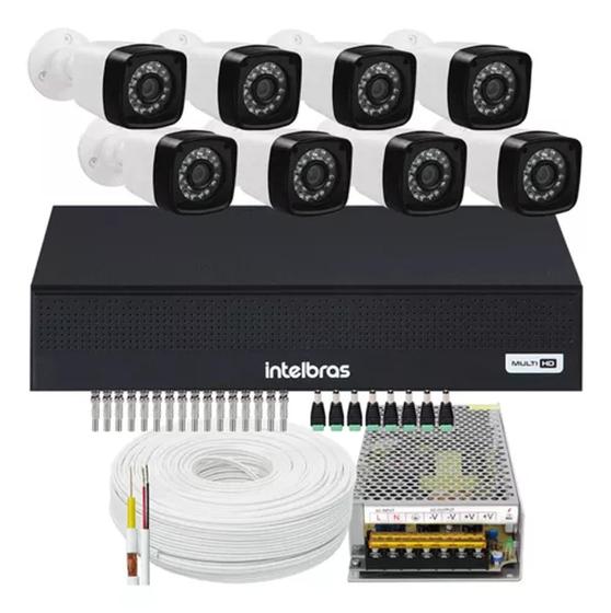 Imagem de Kit 8 Cameras Seguranca Hd Dvr Intelbras full hd 8ch mhdx S/ Hd